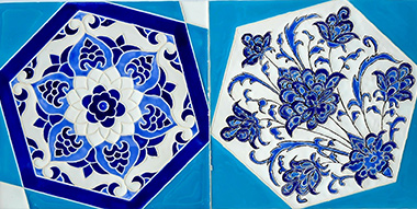 シリアの藍彩草花文様