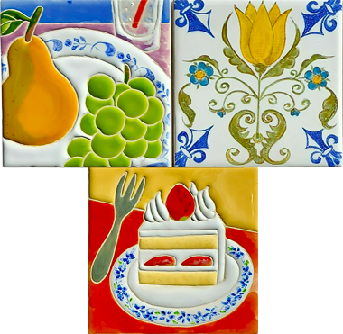 水彩絵付け・マジョリカタイル